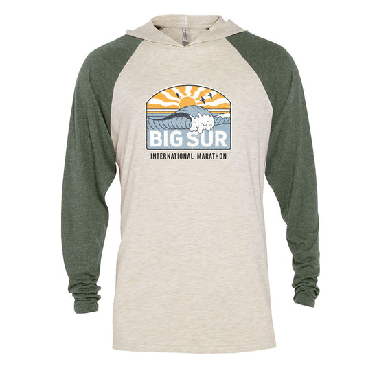 Adult LS Hooded Tee -Oatmeal/Moss- Sunset