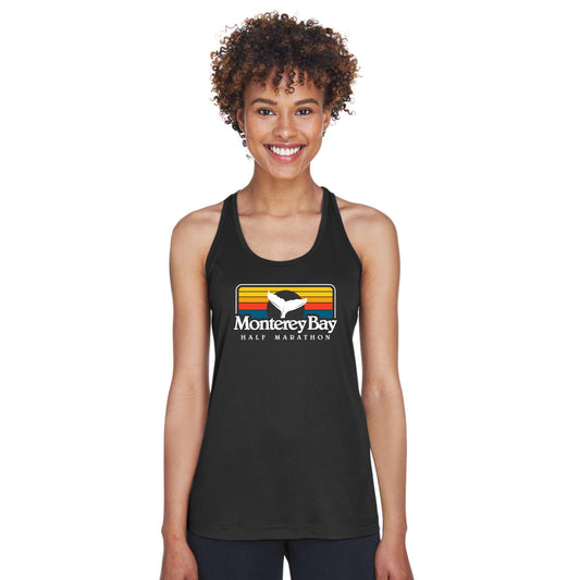 MBH Women's Tech Racerback Singlet -Black- Sunset