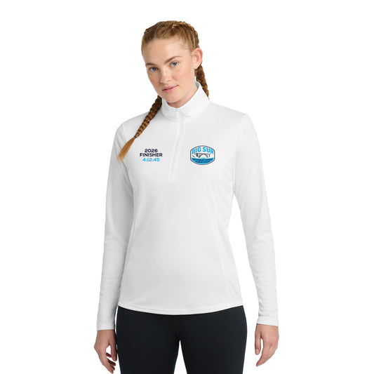 BIG SUR MARATHON FINISHER LADIES COMPETITOR 1/4-ZIP PULLOVER - CUSTOM EMBROIDERY WITH YOUR TIME