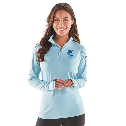 BSIM Women's Sueded Eco 1/4 Zip -Glacier- Embroidery