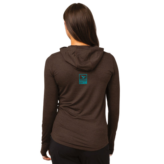 MBH Women's LS Eco Hooded Tee -Espresso- Horizon