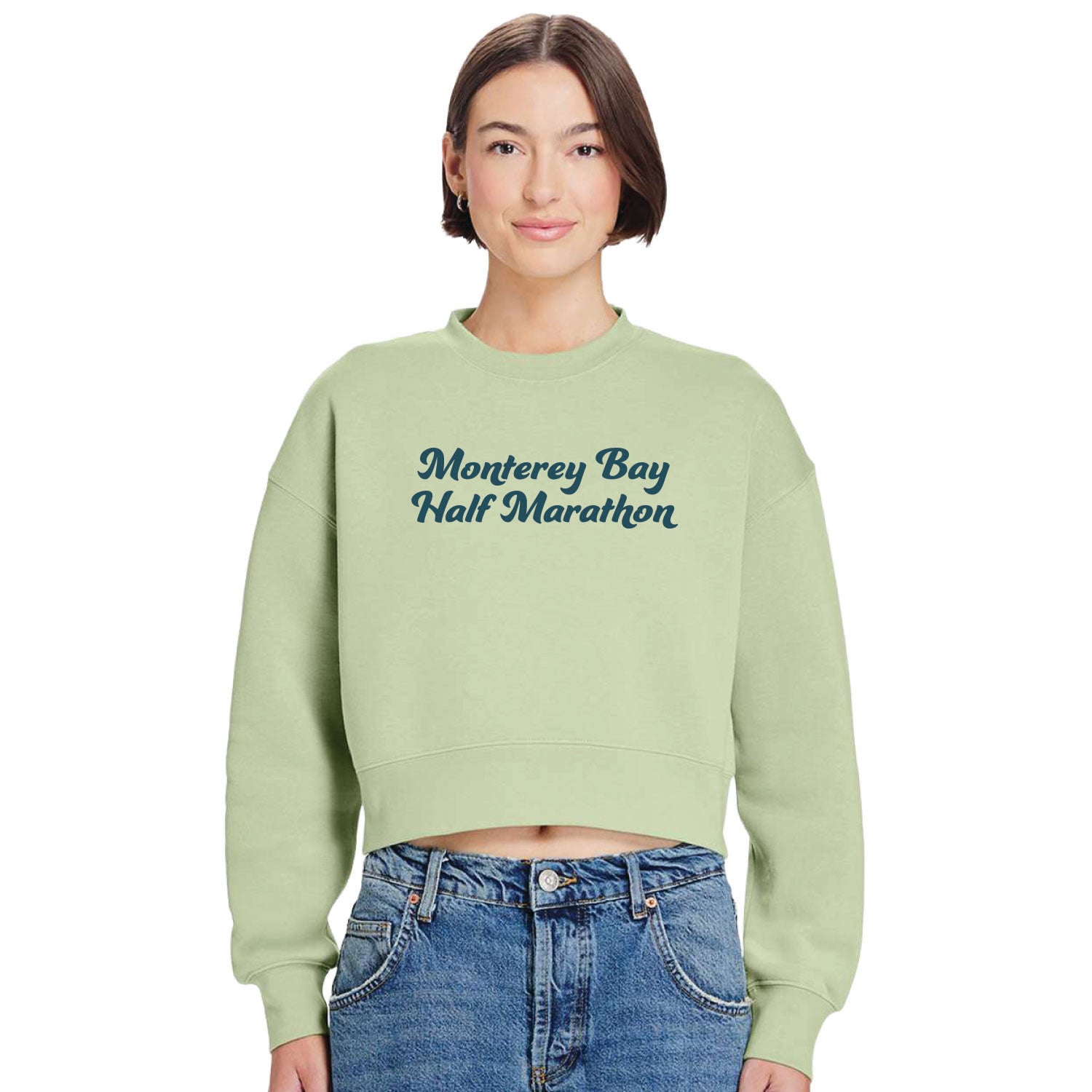MBH Women's Crop Fleece Crew -Matcha- Embroidered