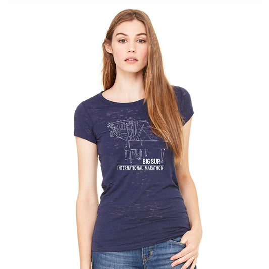 BSIM Women's Burnout Tee -Navy- Piano