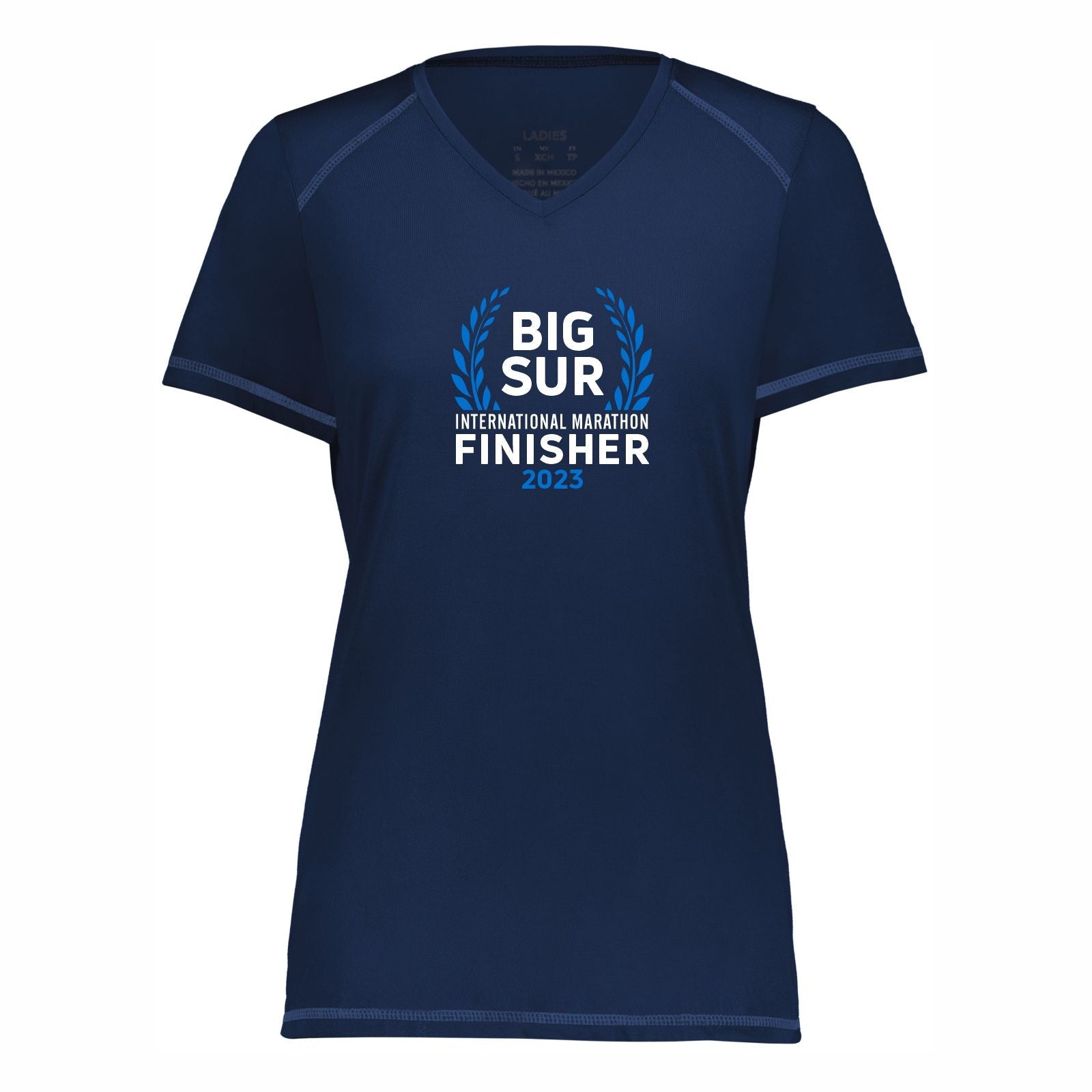BSIM Women's Tech V-Neck Topstitch Tee -Navy- Finisher 23