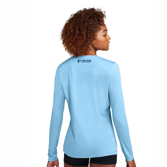 BSIM Women's LS Tech UPF50 Tee -Light Blue- Script