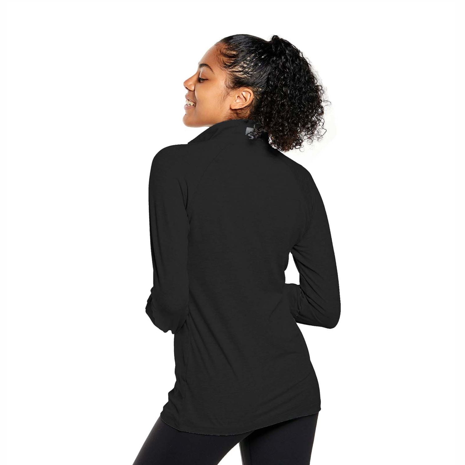 MBH Women's Sueded Eco 1/4 Zip -Black- Embroidery